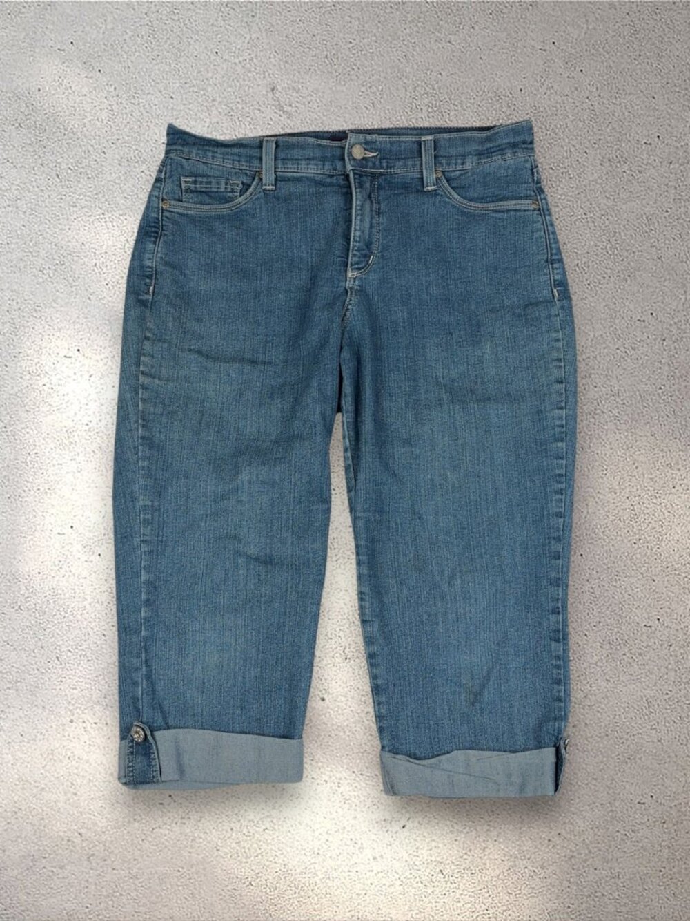 NYDJ Cuffed Denim Crop Capri Women's 12P Blue Lift Tuck Summer Preppy Casual Y2K
